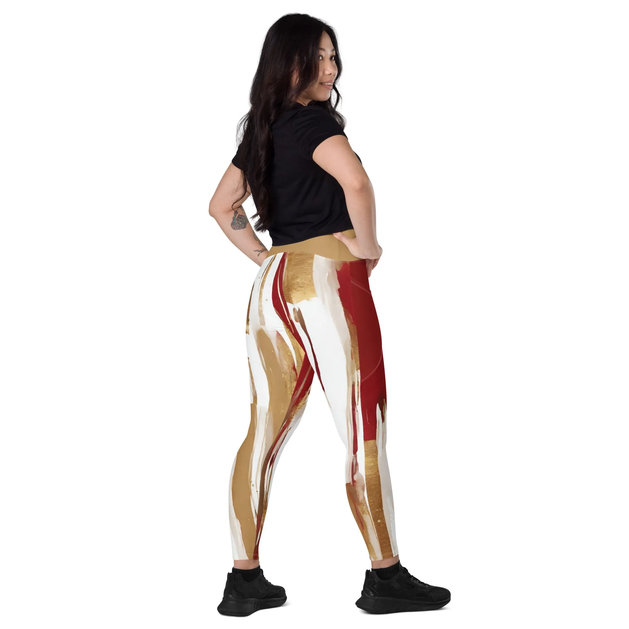 Gold and Burgundy Chaitanya Abara Pocket Leggings