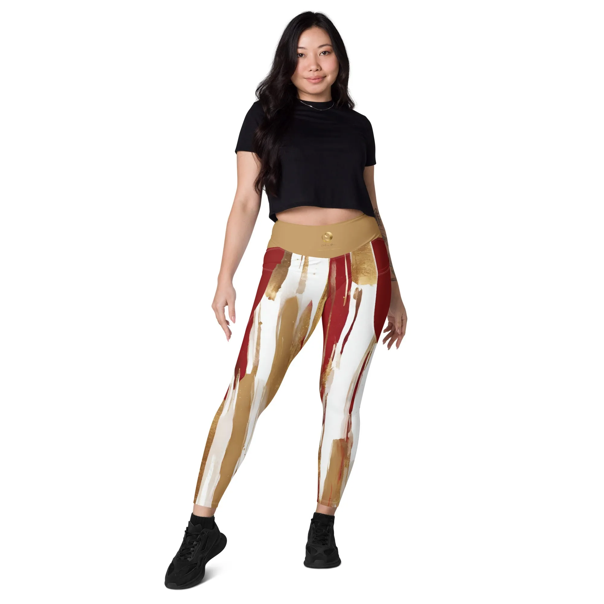 Gold and Burgundy Chaitanya Abara Pocket Leggings