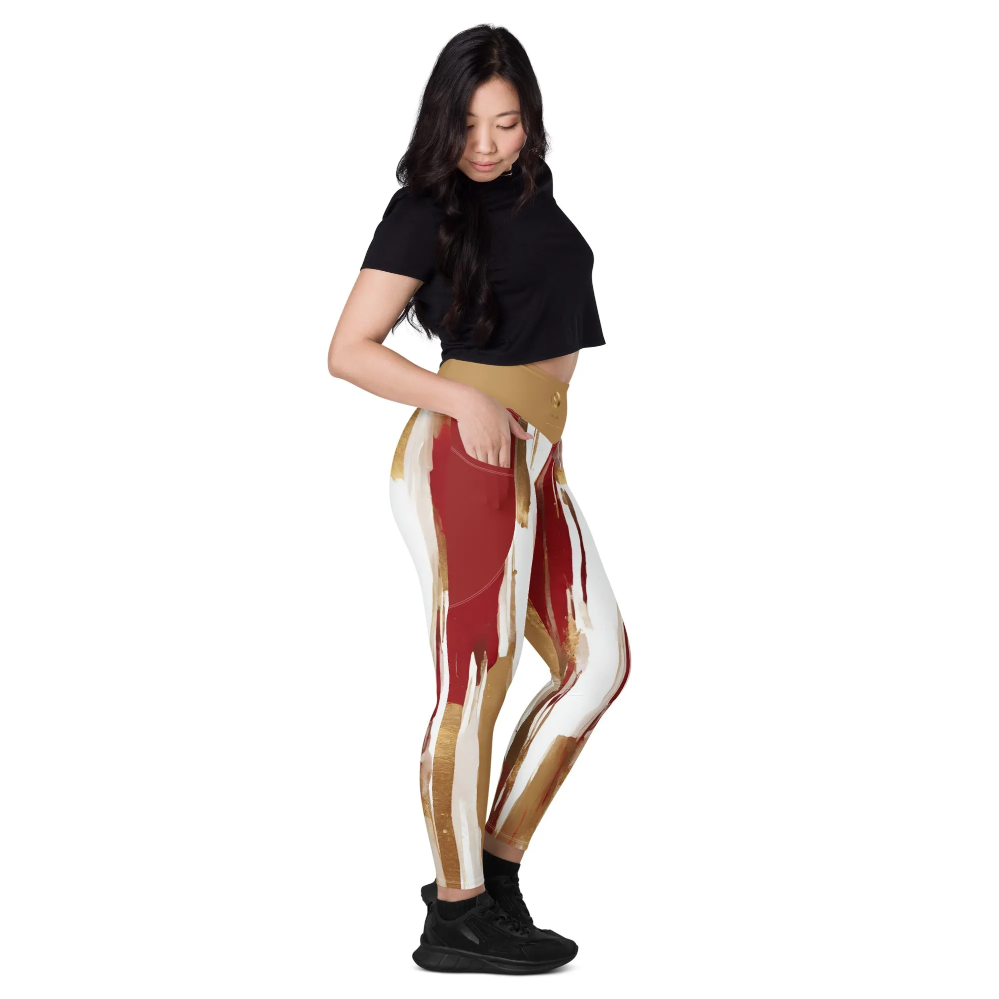 Gold and Burgundy Chaitanya Abara Pocket Leggings
