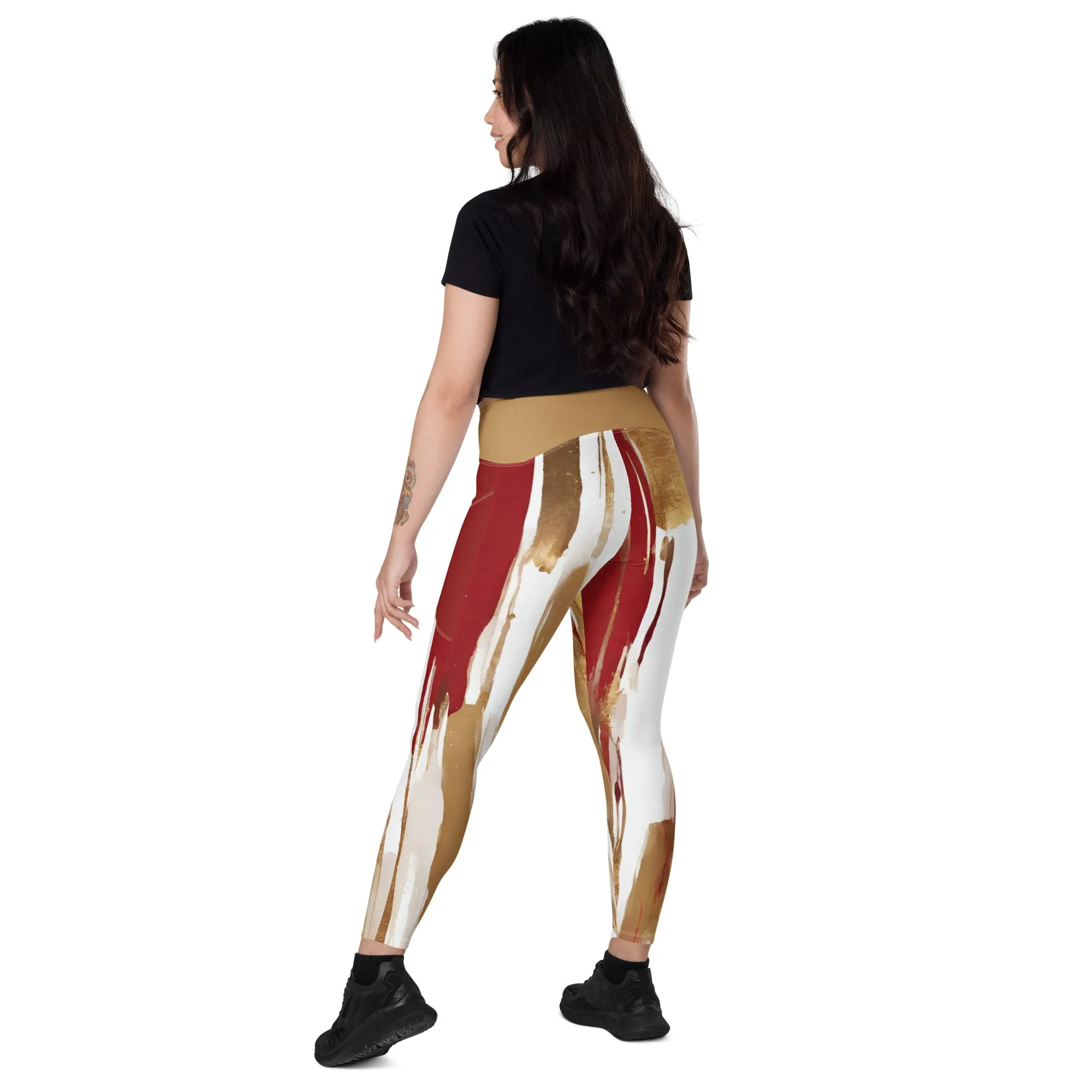 Gold and Burgundy Chaitanya Abara Pocket Leggings
