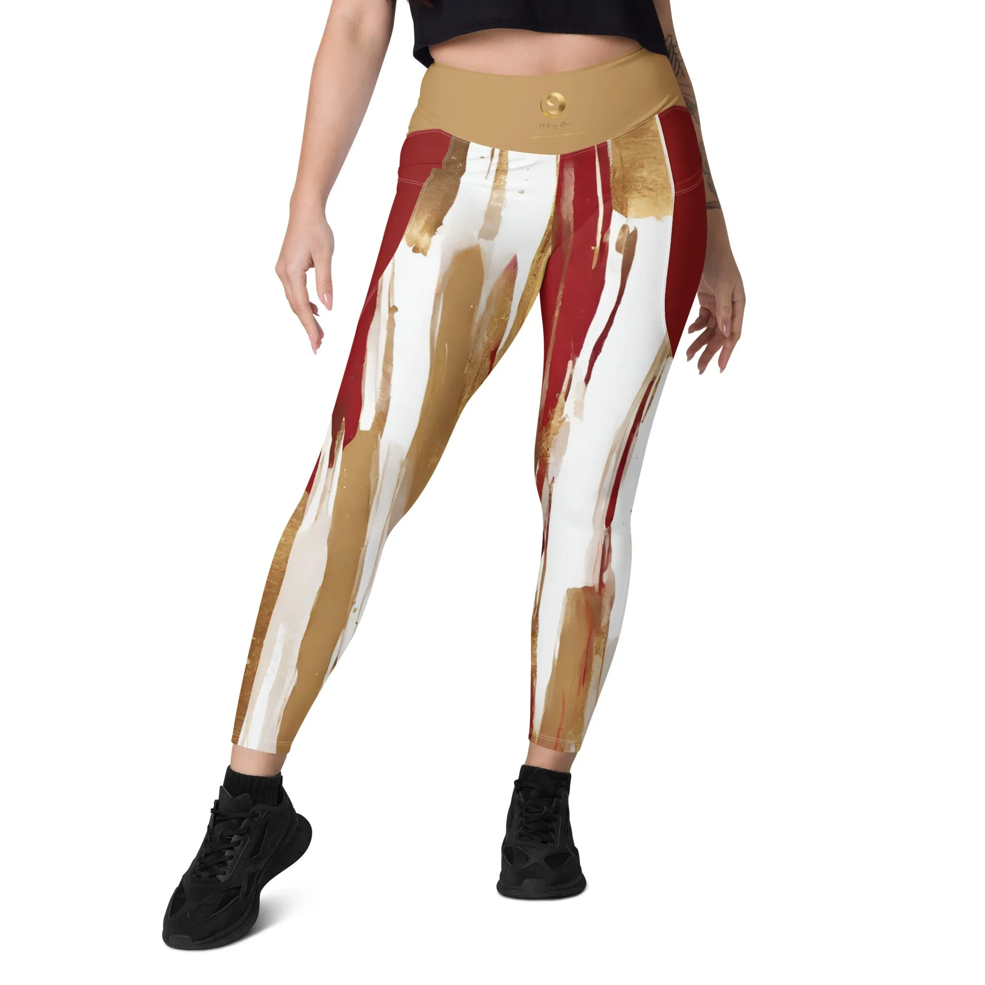 Gold and Burgundy Chaitanya Abara Pocket Leggings