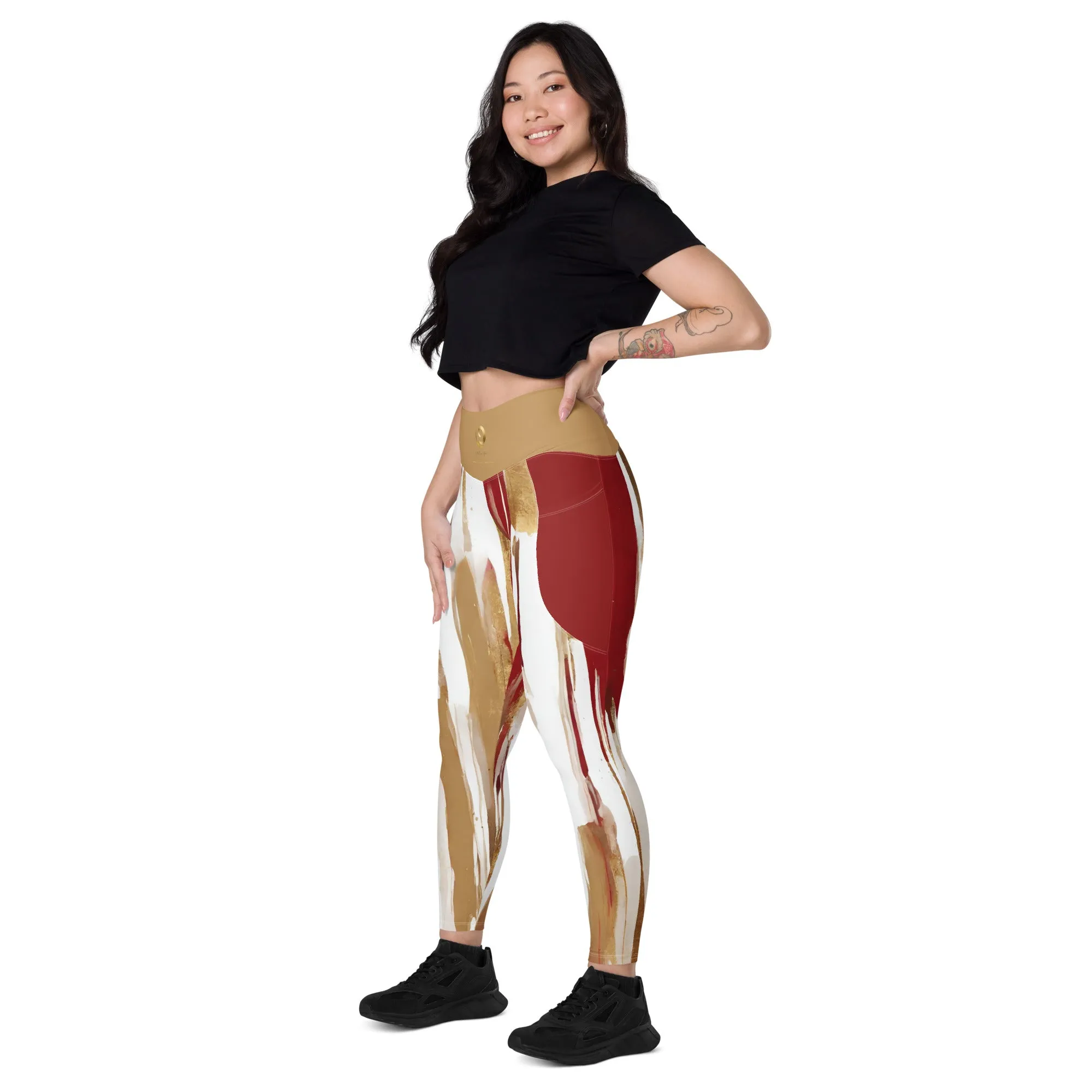 Gold and Burgundy Chaitanya Abara Pocket Leggings