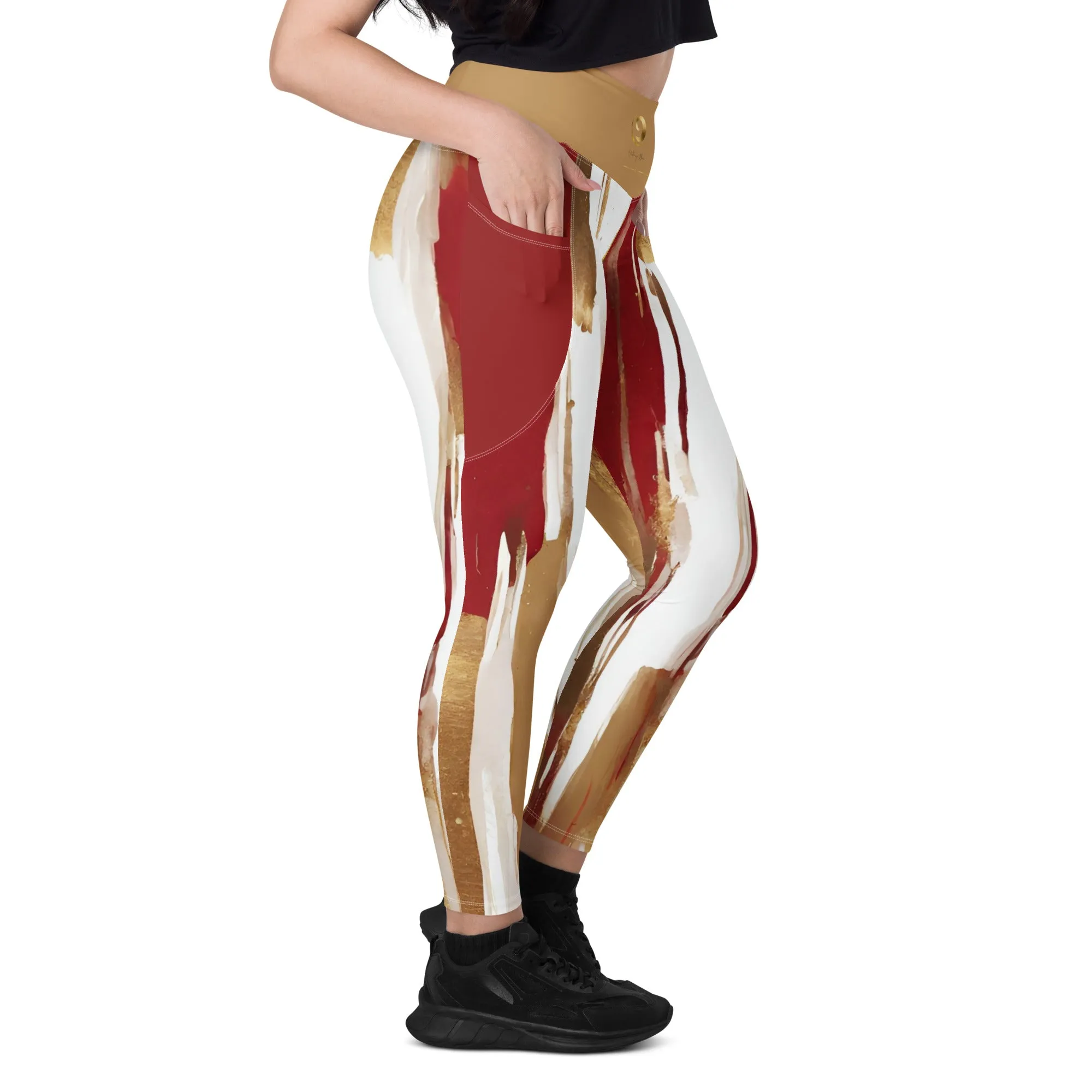 Gold and Burgundy Chaitanya Abara Pocket Leggings