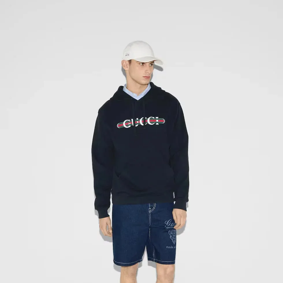 GUCCI || Light-Printed Cotton Jersey Hooded Sweatshirt