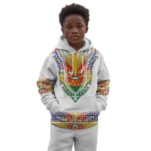 Haiti Flag Kid Hoodie Traditional Dashiki White Color LT03