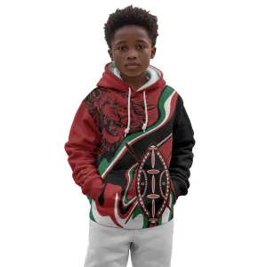 Happy Jamhuri Day Kenya Kid Hoodie Kenyan Lion and Maasai Shield LT9