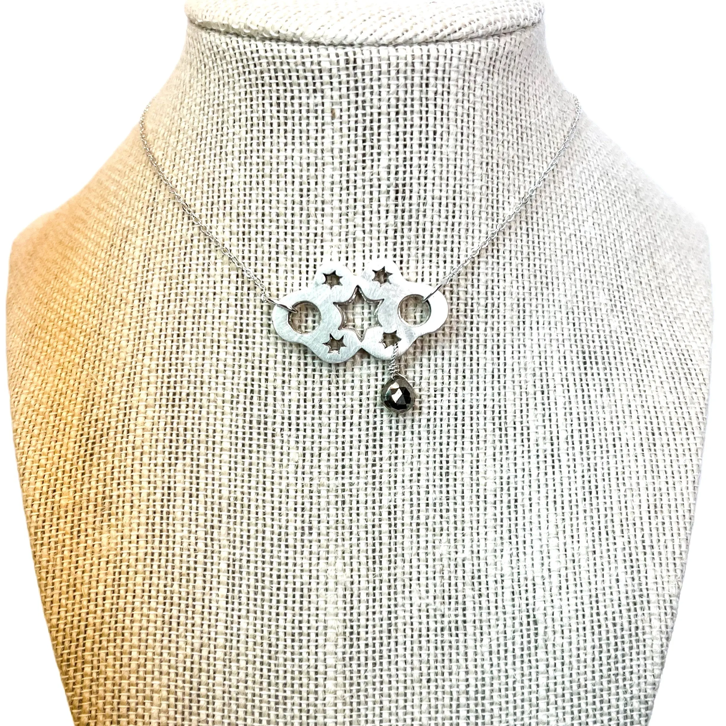 Hematite Teardrop Silver Star Necklace