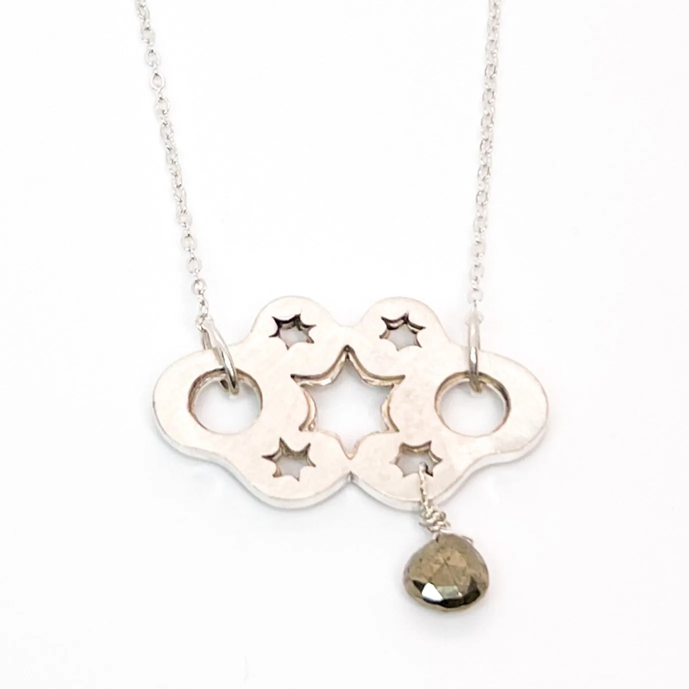 Hematite Teardrop Silver Star Necklace