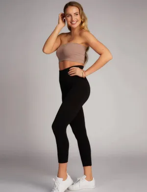 High Waist Bamboo 3/4 Capri Leggings - black