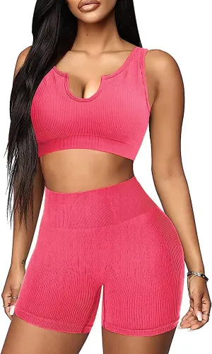 High Waist Leggings with Sports Bra Gym Set