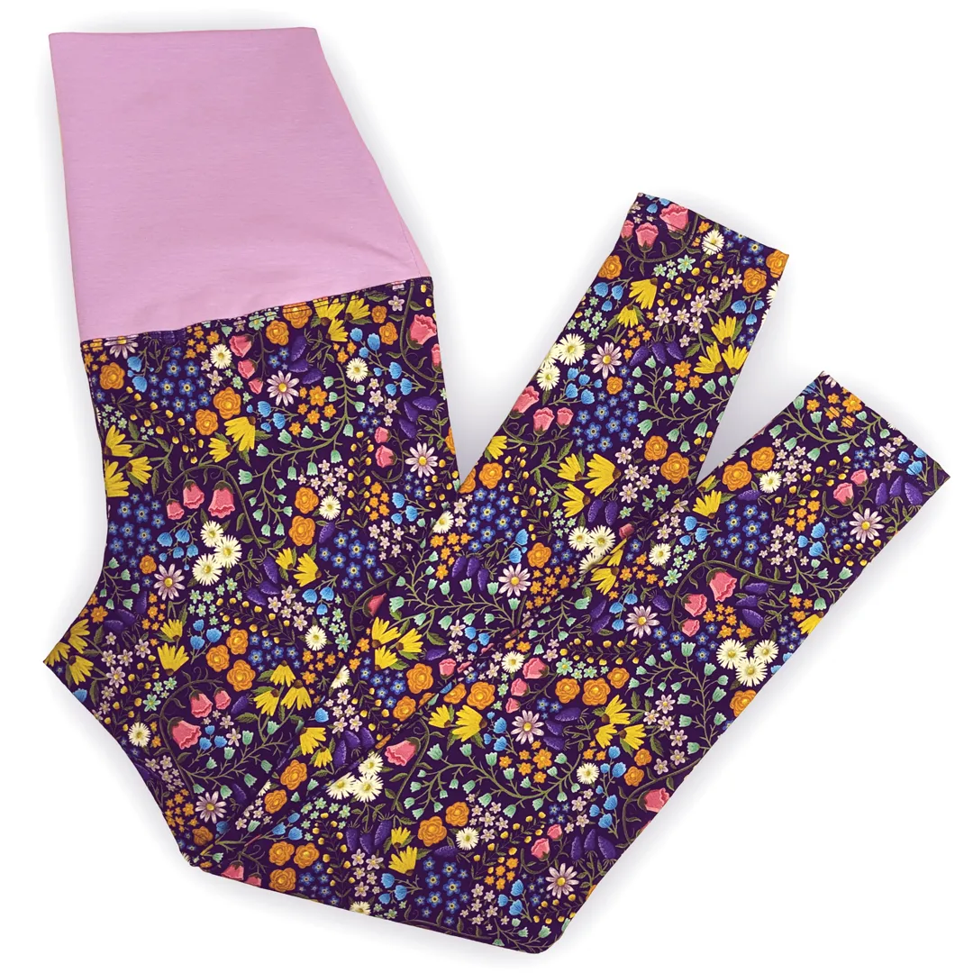 High Waist Organic Cotton Leggings - Wildflowers