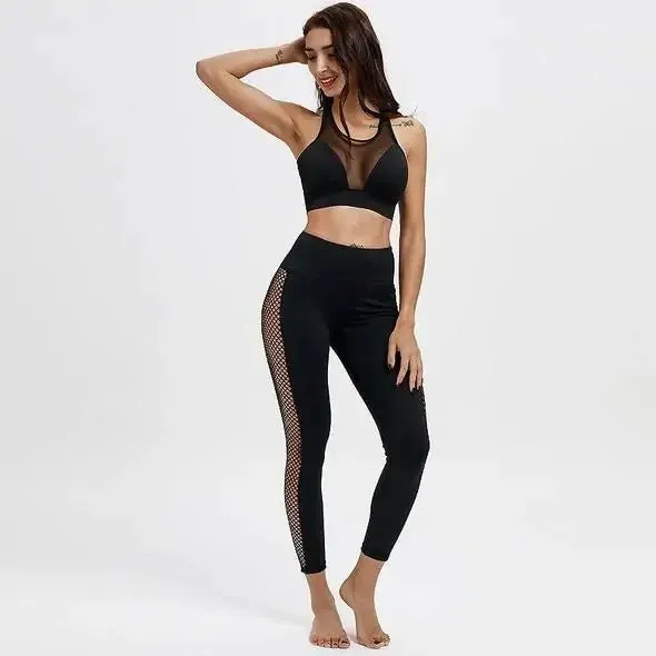 High Waisted Mesh Patchwork Active Leggings