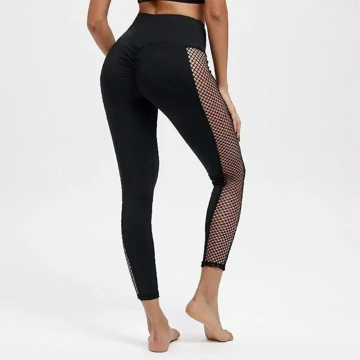 High Waisted Mesh Patchwork Active Leggings