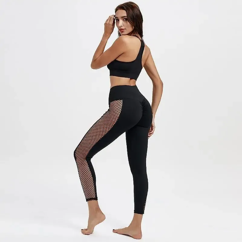 High Waisted Mesh Patchwork Active Leggings