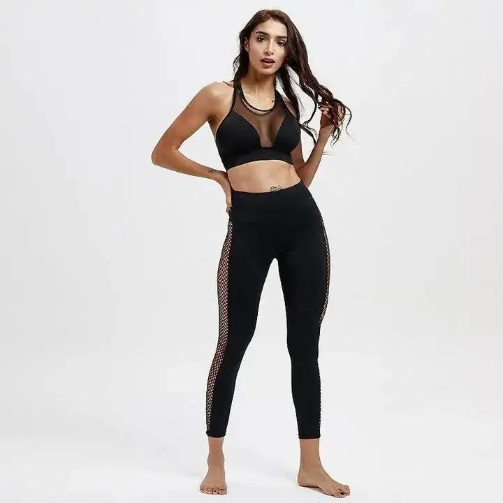 High Waisted Mesh Patchwork Active Leggings