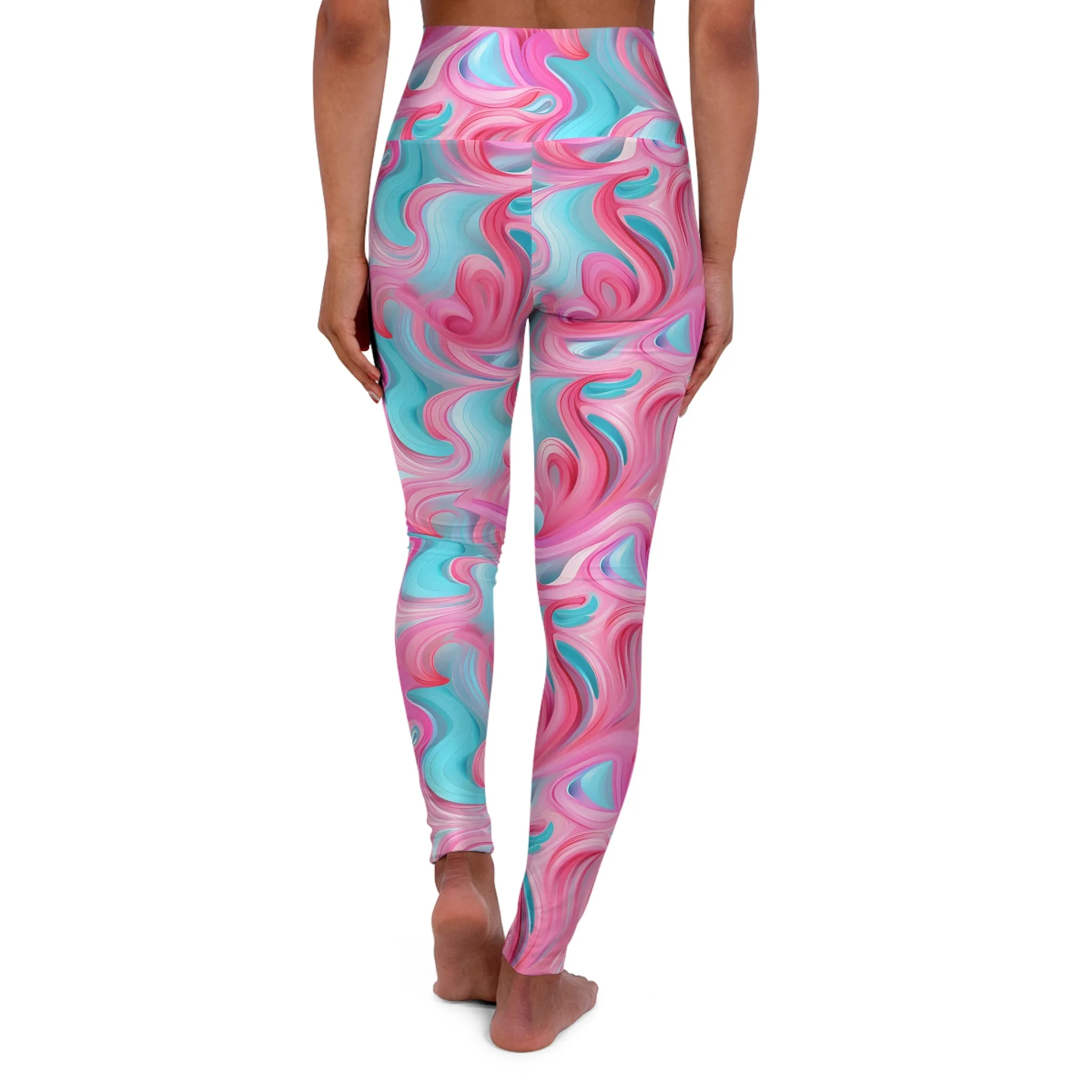 High Waisted Yoga Leggings - Vibrant Swirl Pattern for Fitness & Wellness