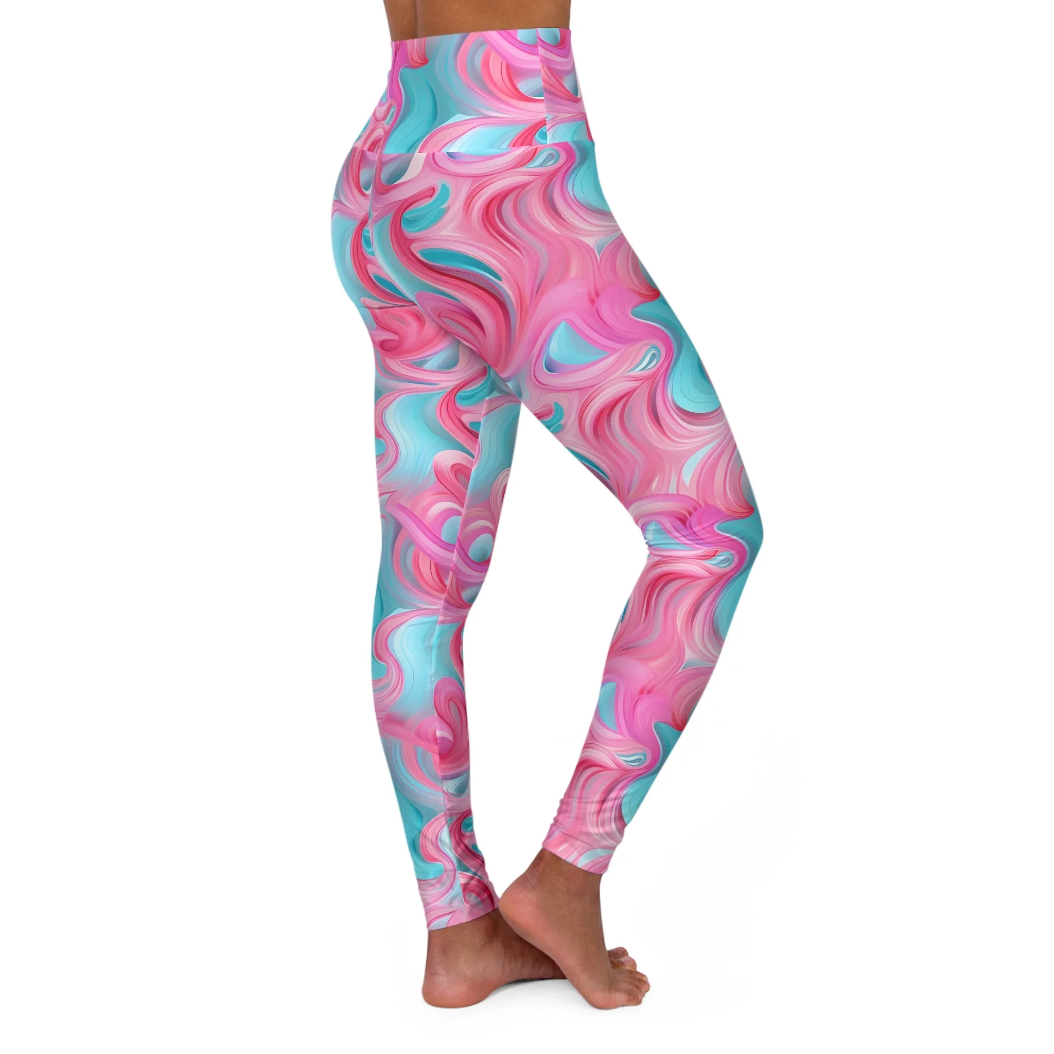 High Waisted Yoga Leggings - Vibrant Swirl Pattern for Fitness & Wellness