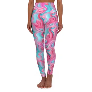 High Waisted Yoga Leggings - Vibrant Swirl Pattern for Fitness & Wellness