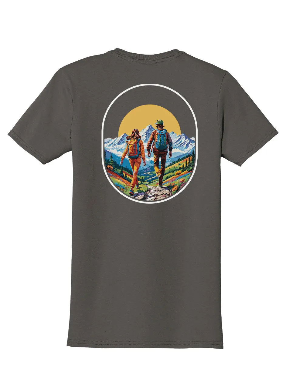 Hikers Back Print with Pocket Print T-Shirt