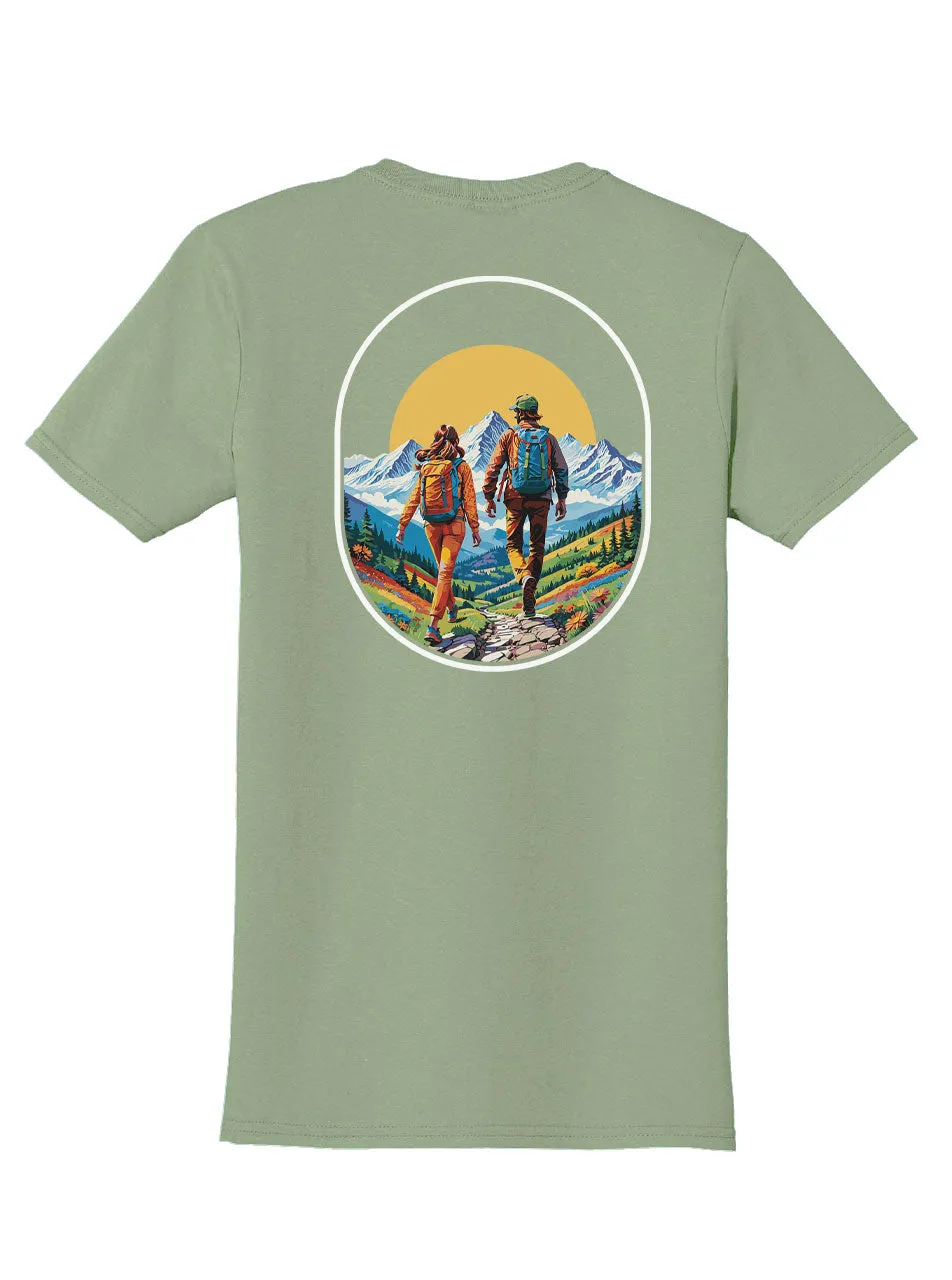 Hikers Back Print with Pocket Print T-Shirt