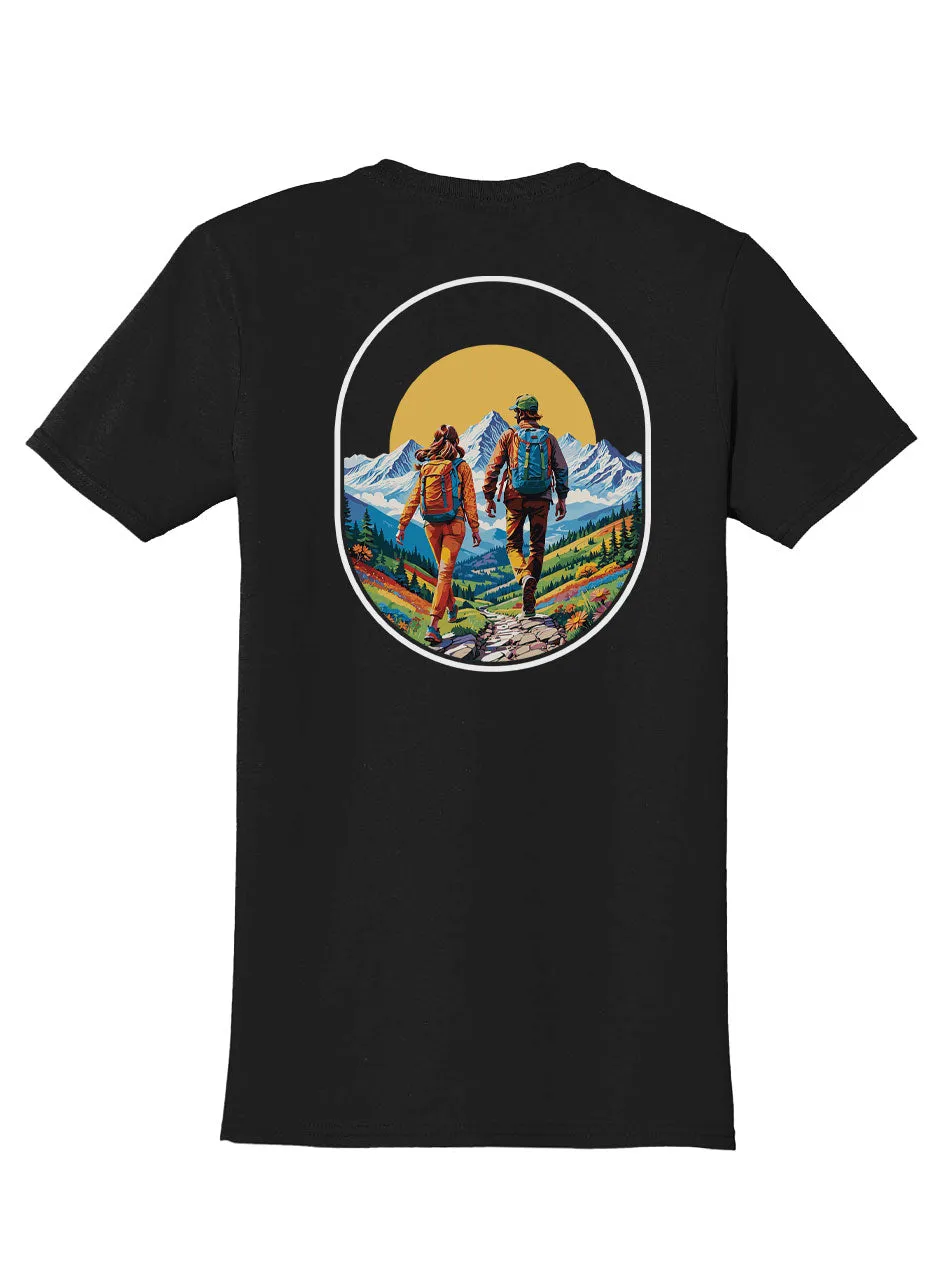 Hikers Back Print with Pocket Print T-Shirt