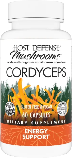 Host Defense Cordyceps Capsules - Immune & Energy Support Supplement - Kidney Health Supplement with Cordyceps - Fitness Support Supplement to Aid Oxygen Uptake - 60 Capsules (30 Servings)*