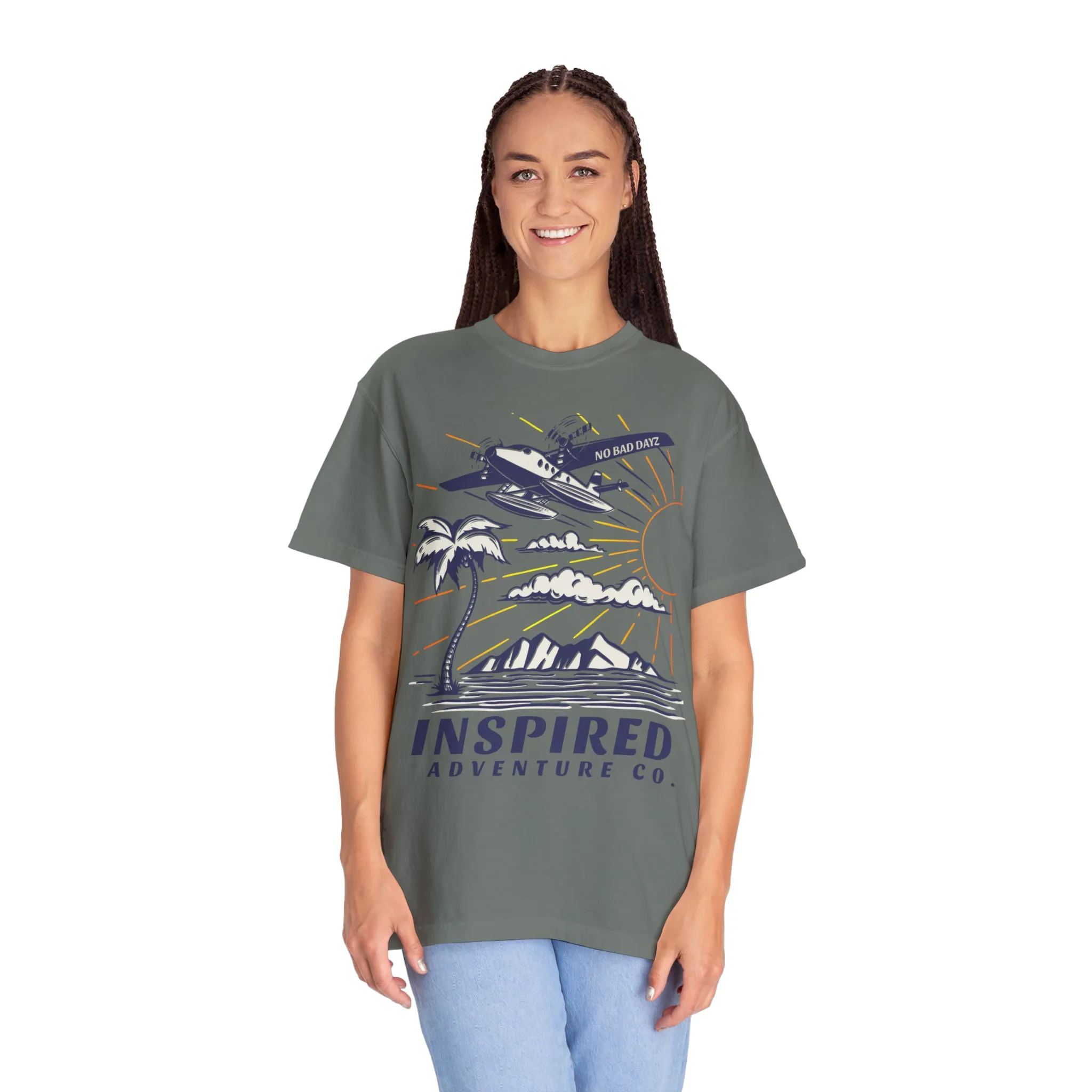 Inspired Adventure Company... No Bad Dayz! Hiking, Adventure, Travel Unisex Garment-Dyed T-shirt