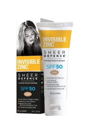 INVISIBLE ZINC Sheer Defence Tinted Moisturiser Light SPF50 50g