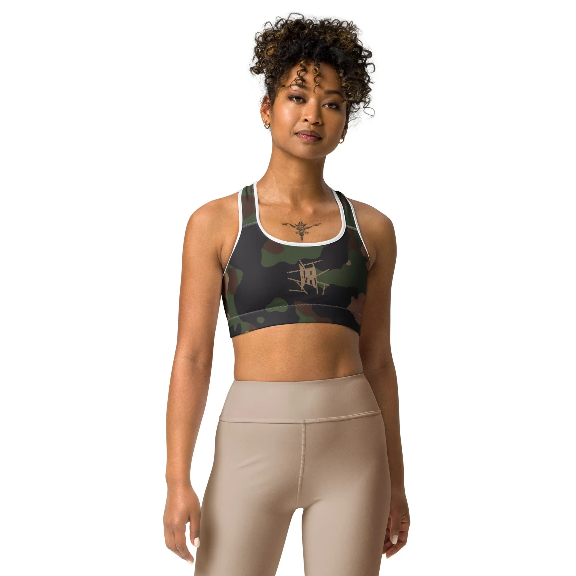 IR Camo Sports bra with Wht or Blk Trim