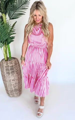 Its Only a Crush One Shoulder Striped Midi Dress - Final Sale