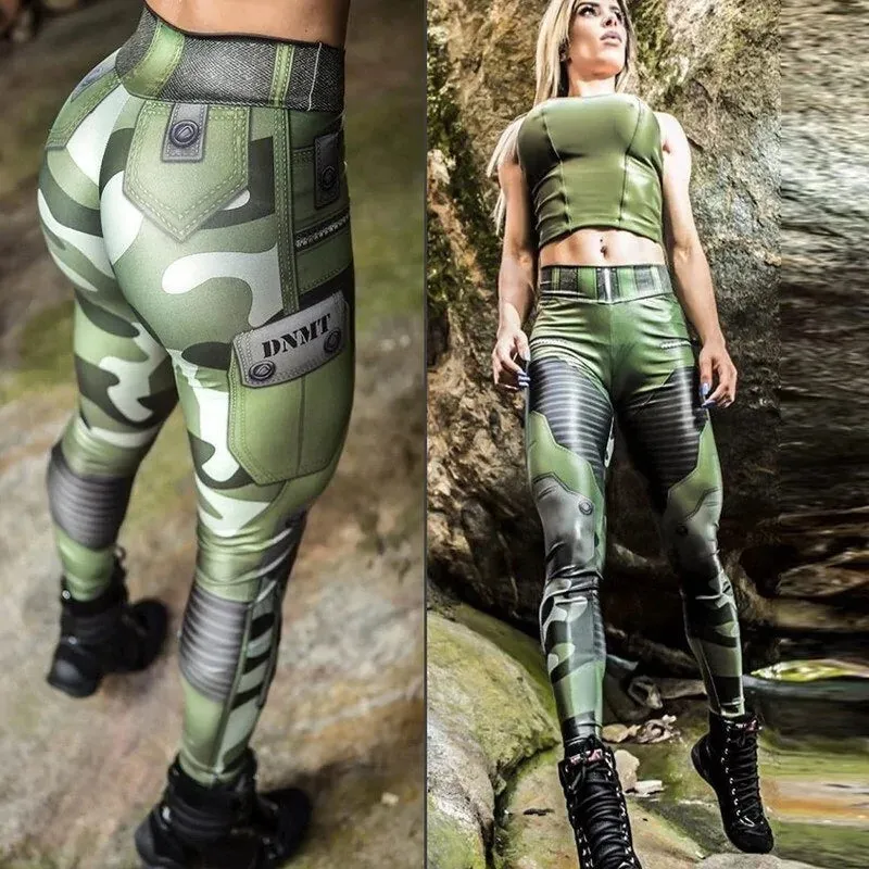 Jungle Commando Print Push Up Leggings
