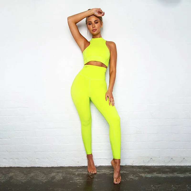 Kaminsky Two Piece Sets Women Zipper Top High Waist Leggings Skinny Sports Tracksuit Women Clothes Patchwork Fitness Sports Wear