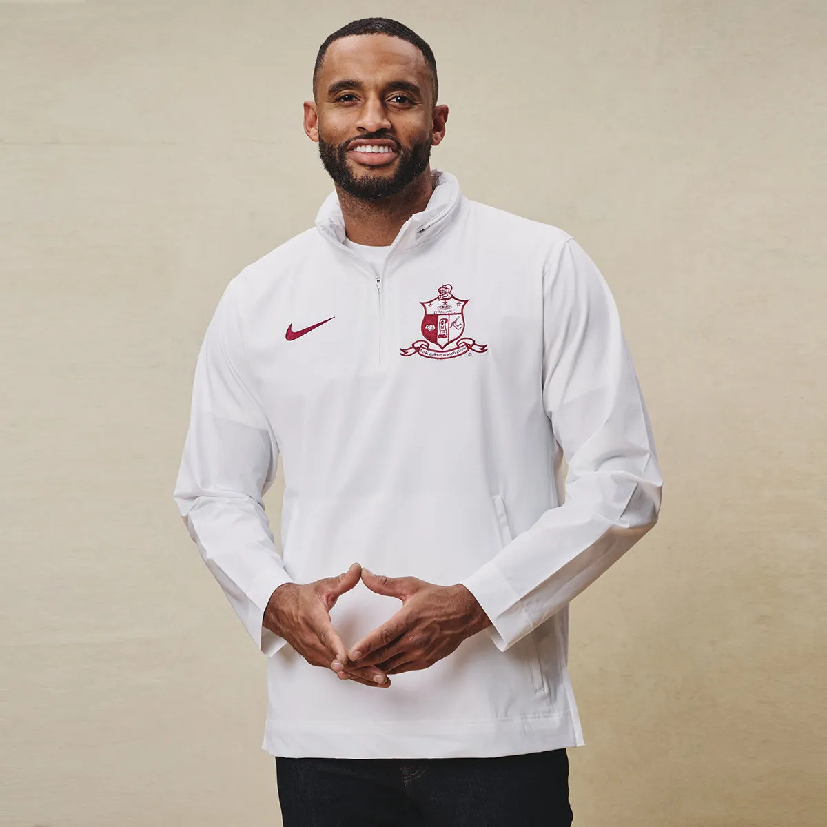 Kappa Alpha Psi NIKE Quarter Zip Lightweight Pullover (White)