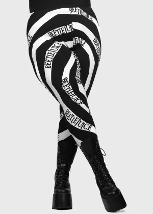 Killstar x Beetlejuice Vertigo Spiral Leggings Black White
