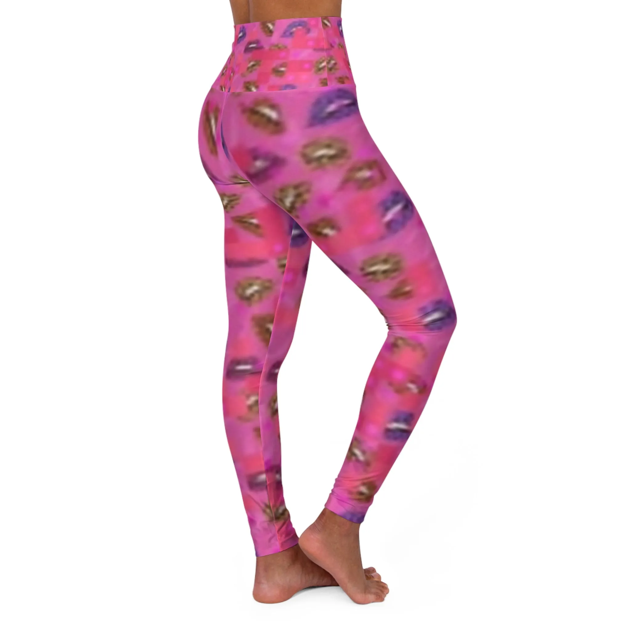 Kiss Print High Waisted Yoga Leggings - Comfortable & Stylish Activewear