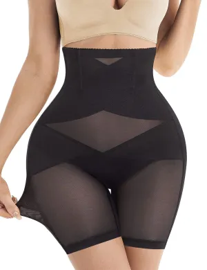 KLVEE Shapewear for Women Tummy Control, High Waisted Body Shaper Shorts Butt Lifting Panties Thigh Slimmer Shapewear Girdle Black-5 Small