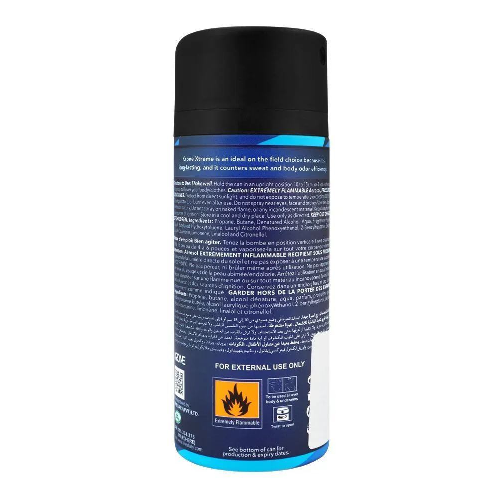 Krone Xtreme Active Long Lasting Body Spray|  France| DEDORANTS FOR MEN