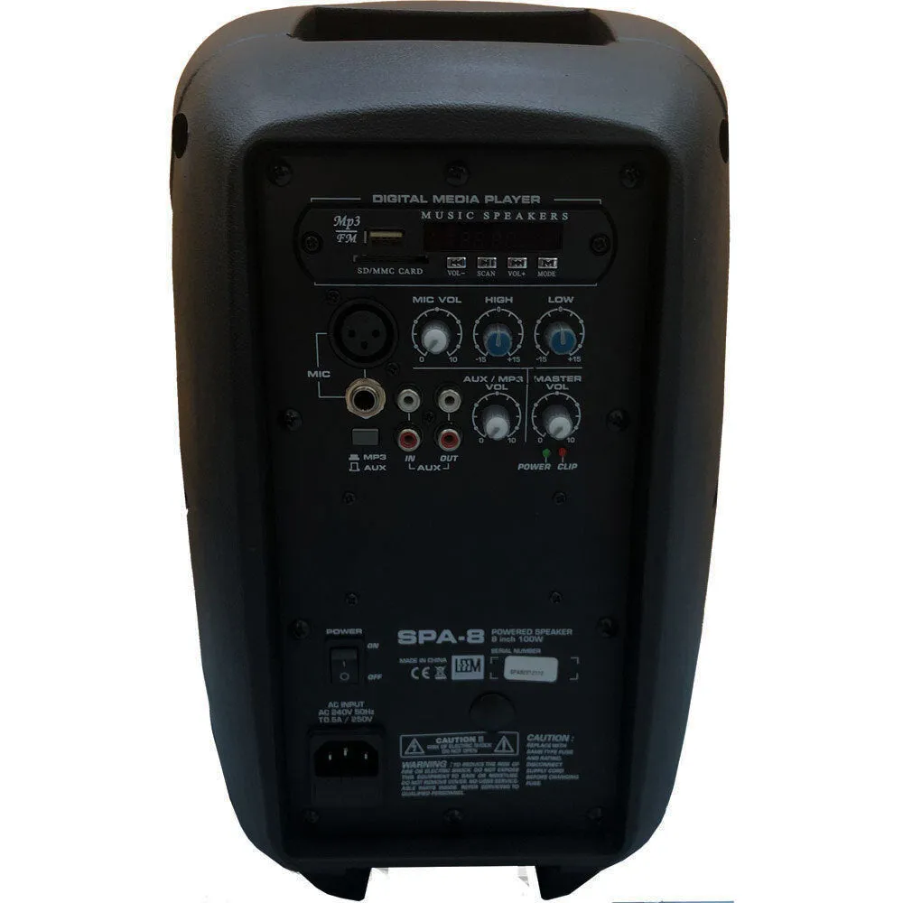 Leem SPA-8 Active 100W, 2-Way, 8" Powered PA Speaker