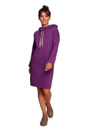 Leopard-Print High-Collar Hoodie Dress