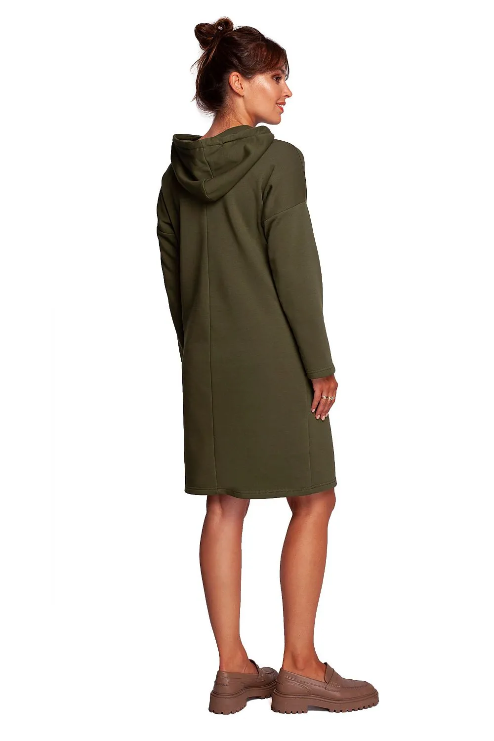 Leopard-Print High-Collar Hoodie Dress