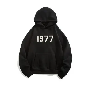 Letter Printed Plus Velvet Hooded Sweatshirt