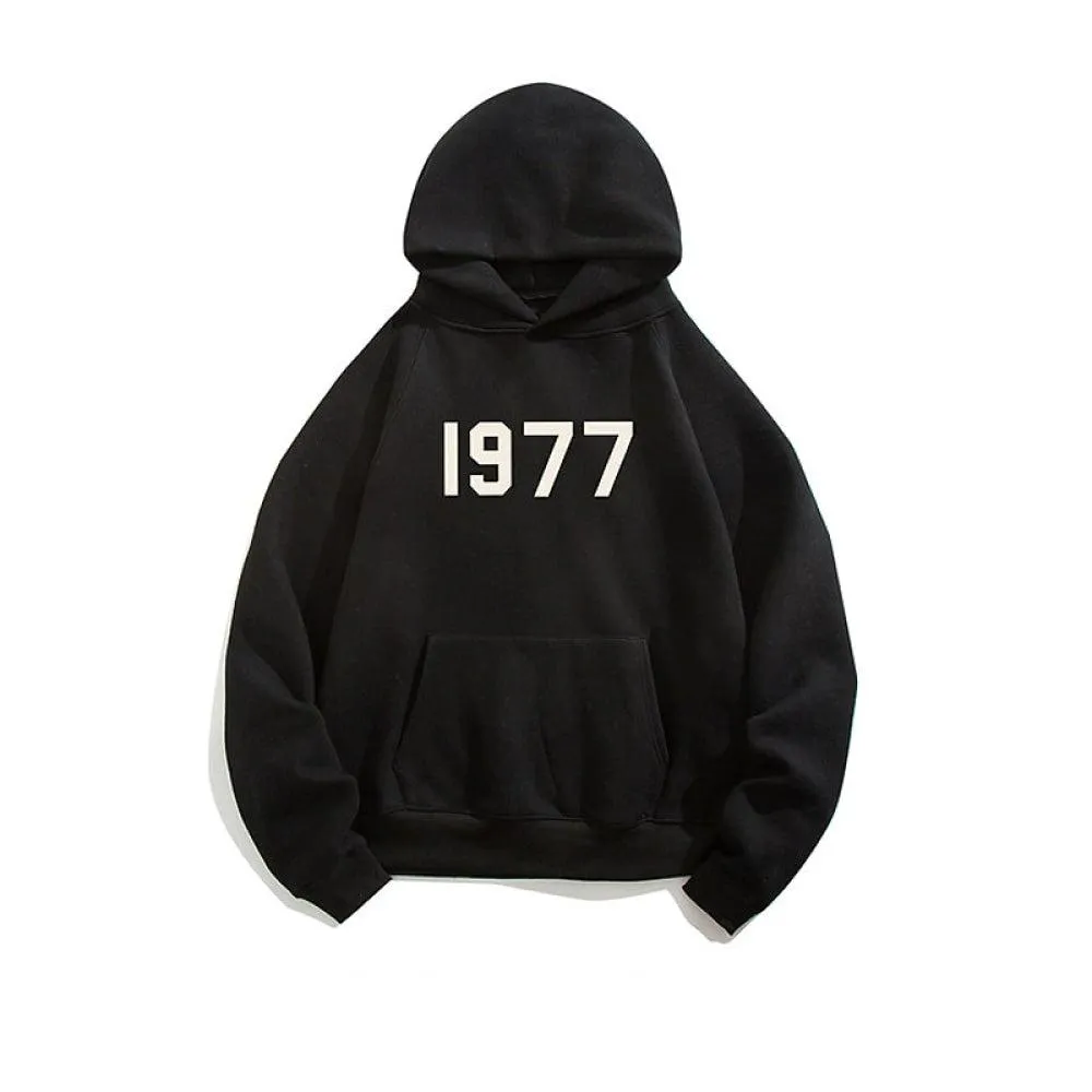 Letter Printed Plus Velvet Hooded Sweatshirt