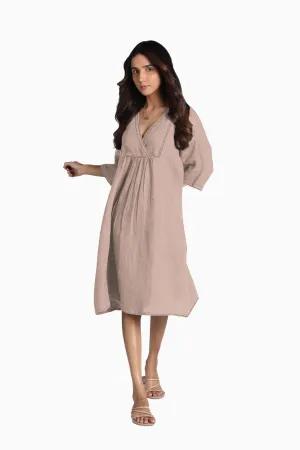 Linen Claire Midi Dress-Muted Mocha