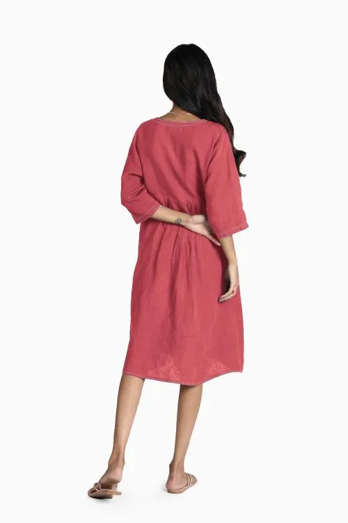 Linen Claire Midi Dress-Pacific Blue