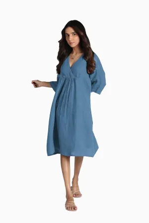 Linen Claire Midi Dress-Pacific Blue
