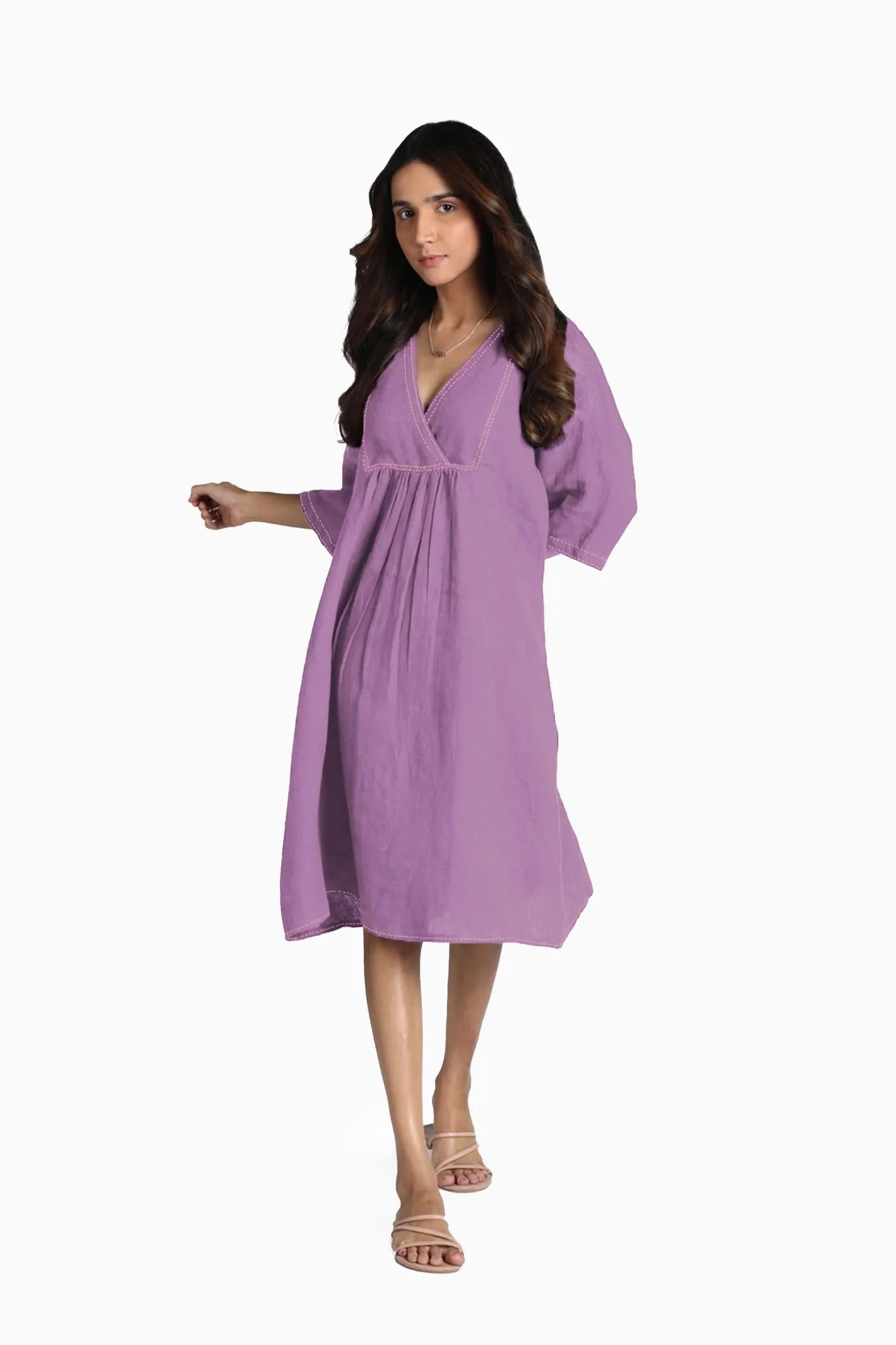 Linen Claire Midi Dress-Pacific Blue