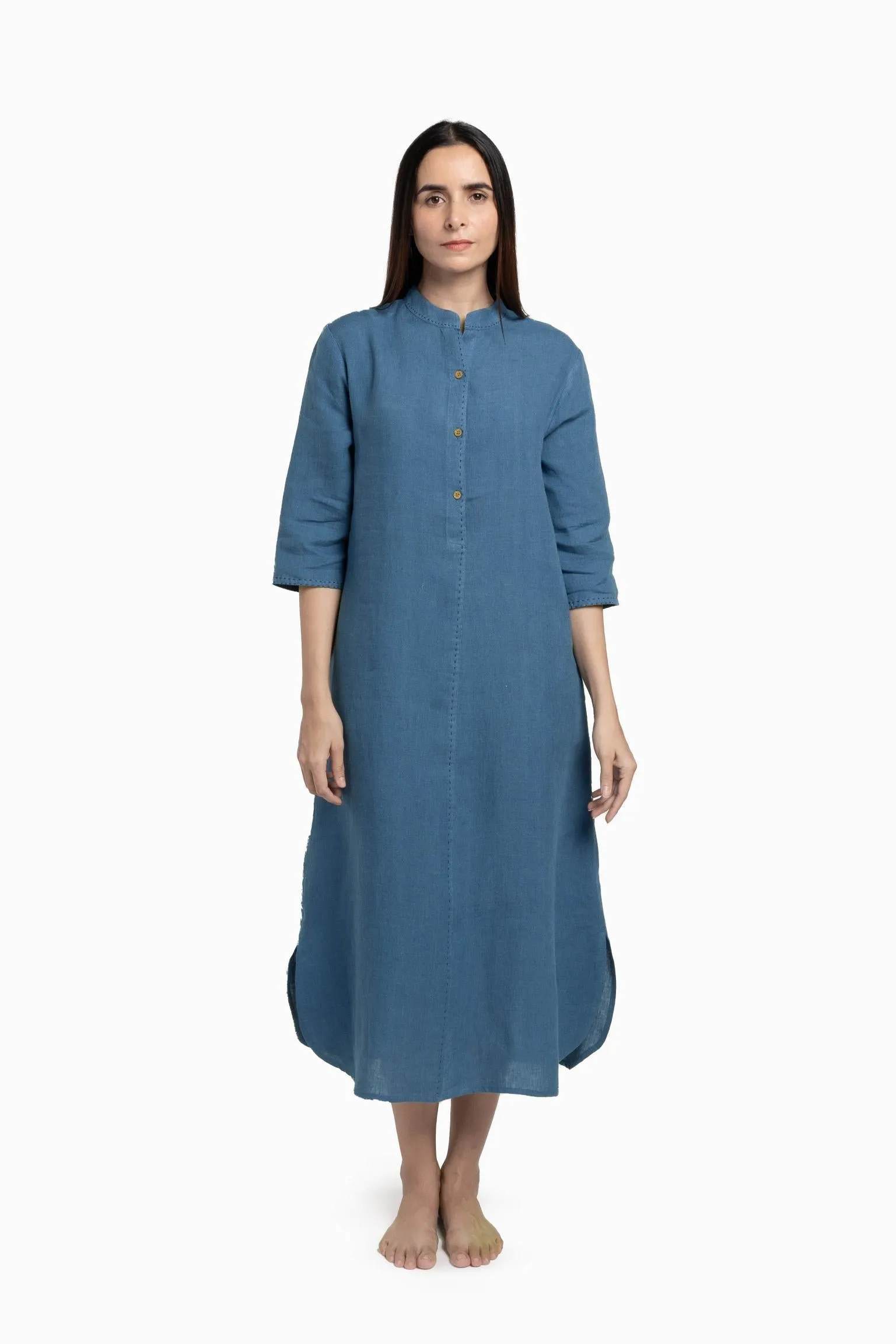Linen Drizzle Shirt Dress-Misty Lilac