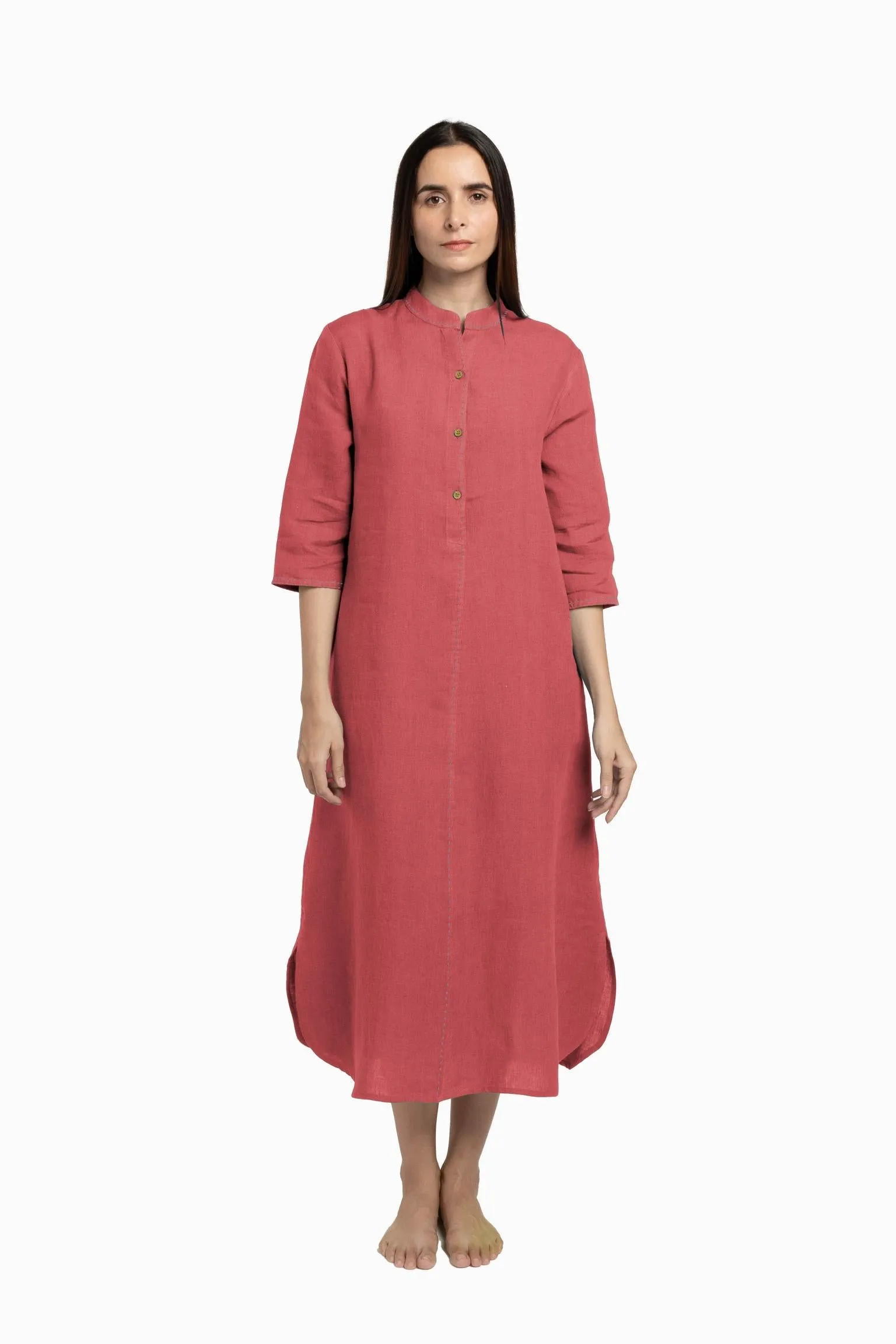 Linen Drizzle Shirt Dress-Misty Lilac