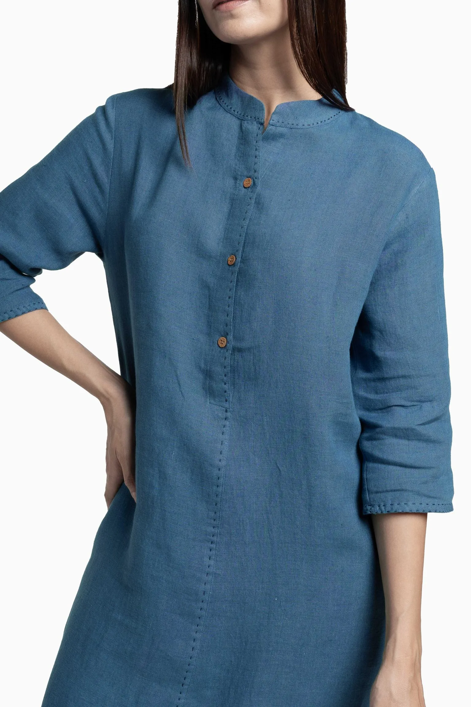 Linen Drizzle Shirt Dress-Misty Lilac