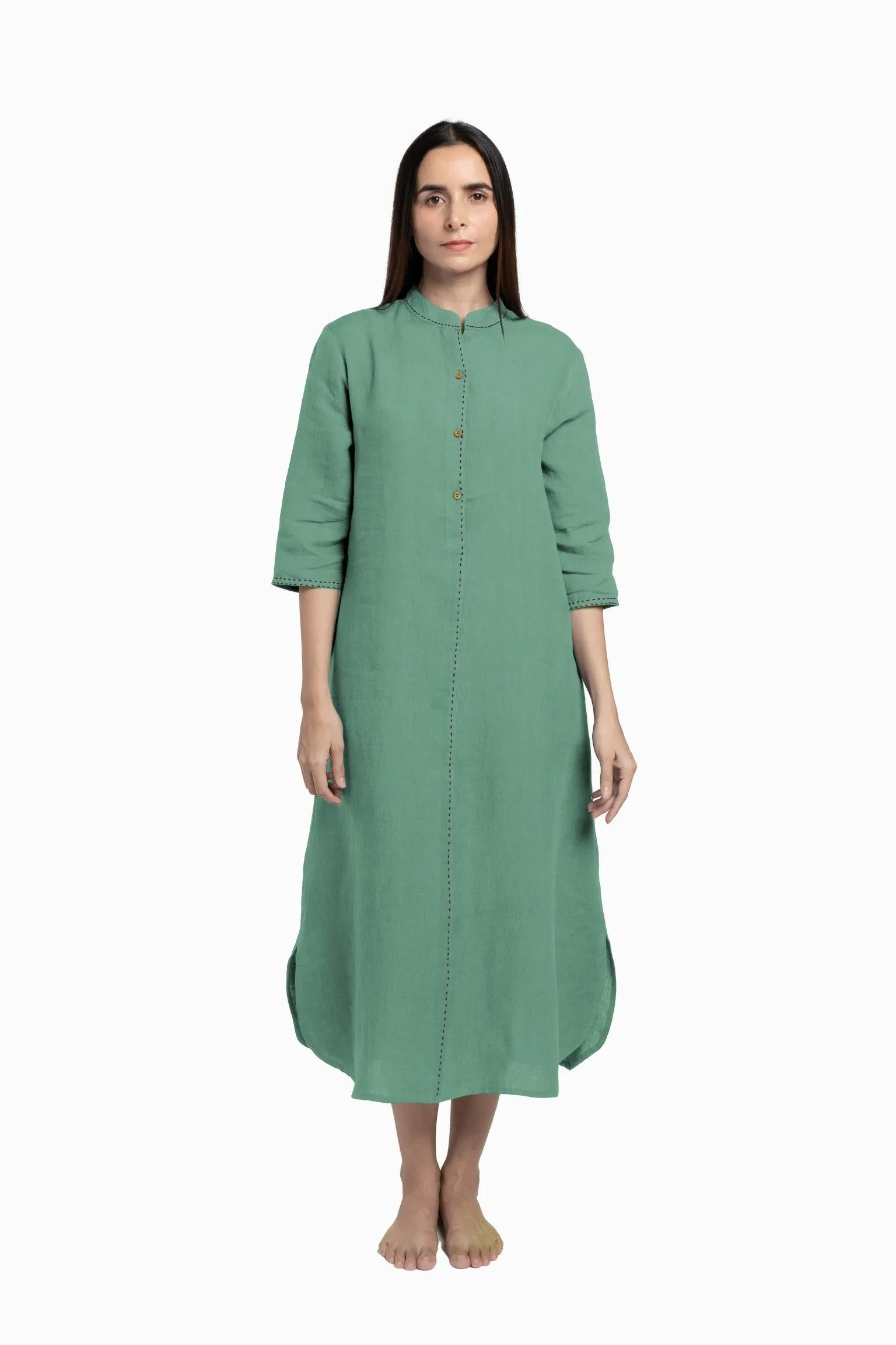 Linen Drizzle Shirt Dress-Misty Lilac
